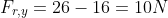 F_{r,y}=26-16=10N