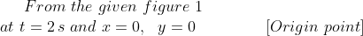 From the given figure 1 t = 2 s and x = 0, y=0 Origin point