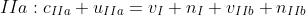 IIa:c_{IIa}+u_{IIa}=v_{I}+n_{I}+v_{IIb}+n_{IIb}