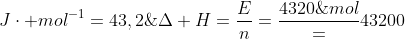 Delta H=frac{E}{n}=frac{4320;J}{0,1;mol}=43200;Jcdot mol^{-1}=43,2;kJcdot mol^{-1}