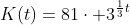 K(t)=81cdot 3^{frac{1}{3}t}+2
