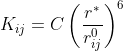 K_{ij}=C\left(\frac{r^{*}}{r_{ij}^0}\right)^6&plus;as_{ij}