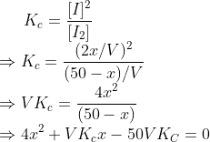 (2x/V) K= (50 - 1)/V =VK = (50 - x) 4.2 +VKI -50V Kc = 0