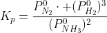 K_p=frac{P^0_{N_2}cdot (P^0_{H_2})^3}{(P^0_{NH_3})^2}