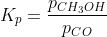 K_p=frac{p_{CH_3OH}}{p_{CO};cdot; p^2_{H_2}}