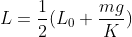 L=frac{1}{2}(L_0+frac{mg}{K})