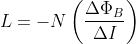 L=-N\left ( \frac{\Delta \Phi _{B}}{\Delta I} \right )