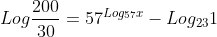Logfrac{200}{30}=57^{Log_{57}x}-Log_{23}1