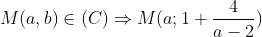 M(a,b)\in(C)\Rightarrow M(a;1+\frac{4}{a-2})