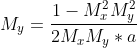 M_y=\frac{1-M_x^{2}M_y^{2}}{2M_xM_y*a}