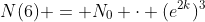 N(6) = N_0 cdot (e^{2k})^3
