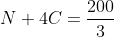 N+4C=frac{200}{3}