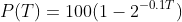 P(T)=100(1-2^{-0.1T})