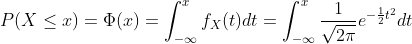 P(X <) = (2) = fx(t)dt = -e #² at J- 0 27T