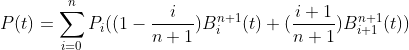 P(t)=\sum_{i=0}^{n}P_i((1-\frac{i}{n+1})B_i^{n+1}(t)+(\frac{i+1}{n+1})B_{i+1}^{n+1}(t))