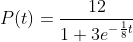 P(t)=\frac{12}{1+3e^{-\frac{1}{8}t}}
