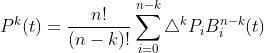 P^k(t)=\frac{n!}{(n-k)!}\sum_{i=0}^{n-k}\bigtriangleup ^kP_iB_i^{n-k}(t)