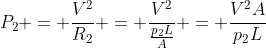 P_{2} = frac{V^{2}}{R_{2}} = frac{V^{2}}{frac{p_{2}L}{A}} = frac{V^{2}A}{p_{2}L}