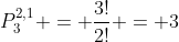 P_{3}^{2,1} = frac{3!}{2!} = 3