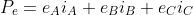\fn_phv P_{e}=e_{A}i_{A}+e_{B}i_{B}+e_{C}i_{C}