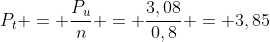 P_t = frac{P_u}{n} = frac{3,08}{0,8} = 3,85;kW approx 4;kW