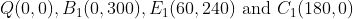 Q(0,0), B_{1}(0,300), E_{1}(60,240) \text { and } C_{1}(180,0)