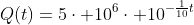 Q(t)=5cdot 10^6cdot 10^{-frac{1}{10}t}