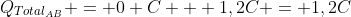 Q_{Total_{AB}} = 0 C + 1,2C = 1,2C\