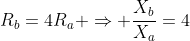 R_b=4R_a Rightarrow frac{X_b}{X_a}=4