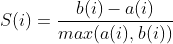 S(i)=\frac{b(i)-a(i)}{max(a(i),b(i))}