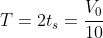 T=2t_s=frac{V_0}{10}