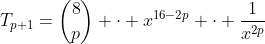 T_{p+1}=inom{8}{p} cdot x^{16-2p} cdot frac{1}{x^{2p}}