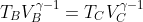 T_BV_B^{\gamma-1}=T_CV_C^{\gamma-1}