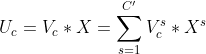 U_{c}=V_{c}*X=\sum_{s=1}^{C'}V_{c}^{s}*X^{s}