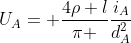 U_A= frac{4
ho l}{pi }frac{i_A}{d_A^2}