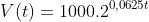 V(t)=1000.2^{0,0625t}