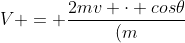 v = frac{2mv cdot cos	heta}{(m+M)}