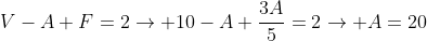 V-A+F=2ightarrow 10-A+frac{3A}{5}=2ightarrow A=20