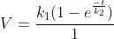 V=frac{k_1(1-e^{frac{-t}{k_2}})}{1+e^{frac{-t}{k_2}}}