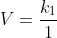 V=frac{k_1}{1+k_2t}