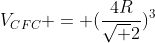 V_{CFC} = (frac{4R}{sqrt 2})^{3}