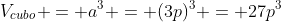 V_{cubo} = a^3 = (3p)^3 = 27p^3