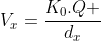 V_{x}=frac{K_{0}.Q }{d_{x}}