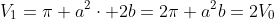 V_1=pi a^2cdot 2b=2pi a^2b=2V_0