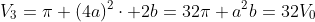 V_3=pi (4a)^2cdot 2b=32pi a^2b=32V_0