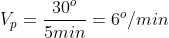 V_p=frac{30^o}{5min}=6^o/min