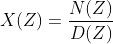 X(Z)=\frac{N(Z)}{D(Z)} =\frac{b_{0}+b_{1}Z^{-1}+b_{2}Z^{-2}+...........+b_{M}Z^{-M}}{a_{0}+a_{1}Z^{-1}+a_{2}Z^{-2}+...........+a_{N}Z^{-N}}