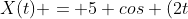 X(t) = 5 cos (2t+ 10)