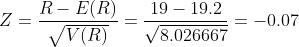 R-E(R) 19 19.2 -0.07 V(R) V8.026667