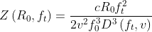 Z\left ( R_{0},f_{t} \right )=\frac{cR_{0}f_{t}^{2}}{2v^{2}f_{0}^{3}D^{3}\left ( f_{t},v \right )}
